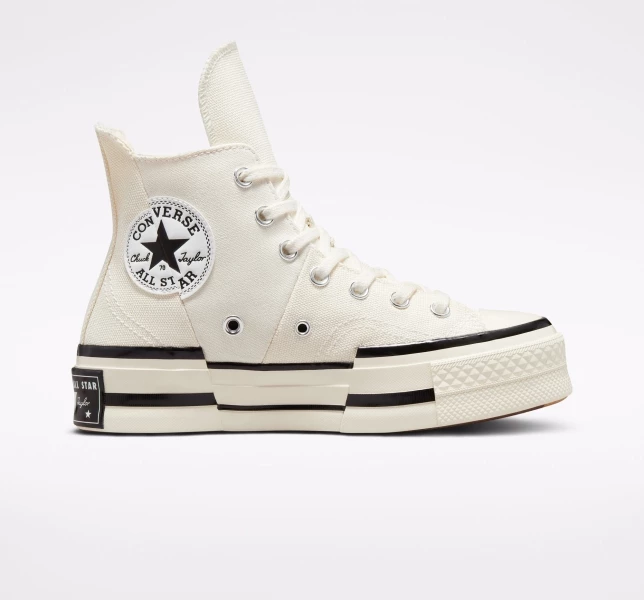 Converse Chuck 70 Plus Erkek High Top Beyaz Siyah | 7932-GDTUC