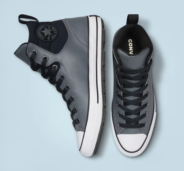 Converse Chuck Taylor All Star Berkshire Boot Erkek High Top Siyah Siyah Beyaz | 7056-WOXPA