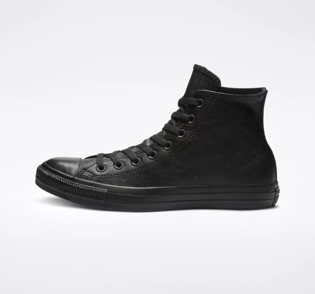 Converse Chuck Taylor All Star Deri Kadın High Top Siyah | 7264-ORJGX