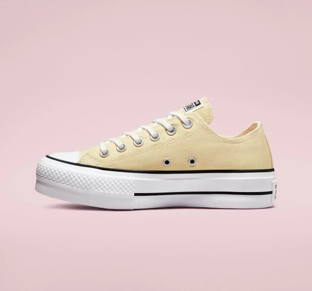 Converse Chuck Taylor All Star Lift Seasonal Color Kadın Platform Ayakkabı Limon Siyah Beyaz | 7186-VMHWZ