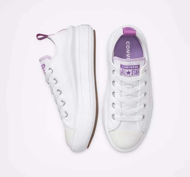 Converse Chuck Taylor All Star Move Çocuk Platform Ayakkabı Beyaz Mor Beyaz | 7169-IHKNM