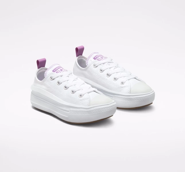 Converse Chuck Taylor All Star Move Çocuk Platform Ayakkabı Beyaz Mor Beyaz | 7169-IHKNM