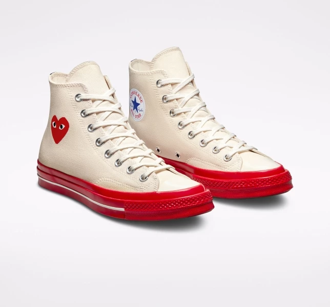 Converse Converse x Comme des Garçons PLAY Chuck 70 Erkek High Top Siyah | 1648-CBKYO