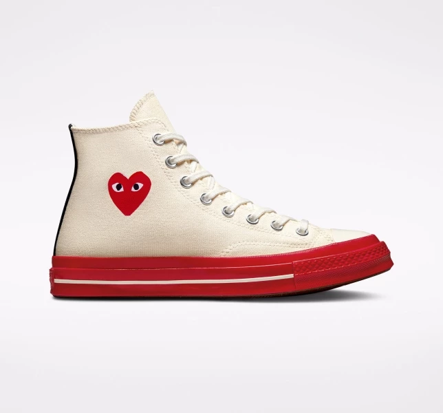 Converse Converse x Comme des Garçons PLAY Chuck 70 Erkek High Top Siyah | 1648-CBKYO