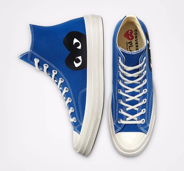 Converse Converse x Comme des Garçons PLAY Chuck 70 Erkek High Top Bej Rengi Limon Açık Turkuaz | 7136-GNUKO