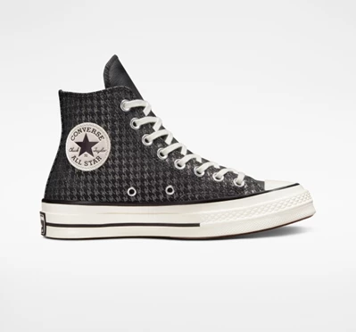 Converse Chuck 70 Houndstooth Shine Kadın High Top Siyah Gümüş | 5729-SYBCQ