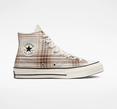 Converse Chuck 70 Tartan Erkek High Top Egret | 6273-FRVYW