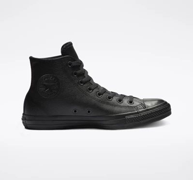 Converse Chuck Taylor All Star Deri Kadın High Top Siyah | 7264-ORJGX