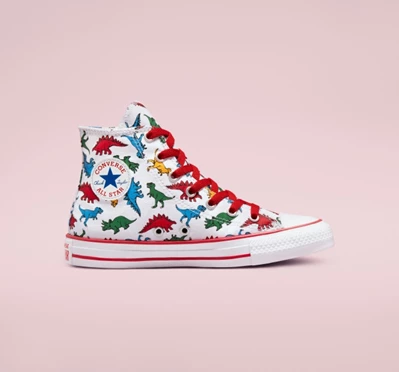 Converse Chuck Taylor All Star Dinosaurs Çocuk High Top Beyaz Kırmızı Mavi | 9258-ZTAQI