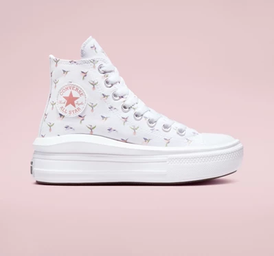 Converse Chuck Taylor All Star Move Hummingbirds Çocuk High Top Beyaz Kırmızı Pembe | 9316-YFOTA