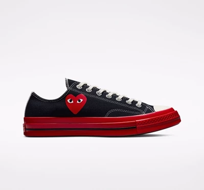 Converse Converse x Comme des Garçons PLAY Chuck 70 Erkek Low Top Limon Siyah Beyaz | 7385-JRTGL